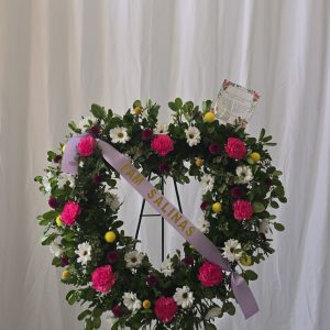 Heart-shaped floral tribute in remembrance
