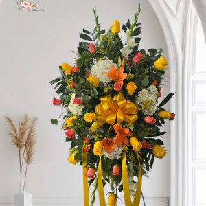 Orange & Yellow Rose Standing Spray